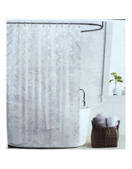 Cortina de Baño Decoral Con Cabezal Reforzado Y Ganchos Plasticos en